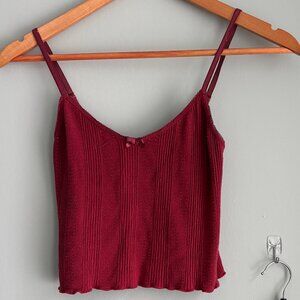 Anthropologie LyreBird Pointelle Seamless Longline Bra Tank — Crimson — S/M